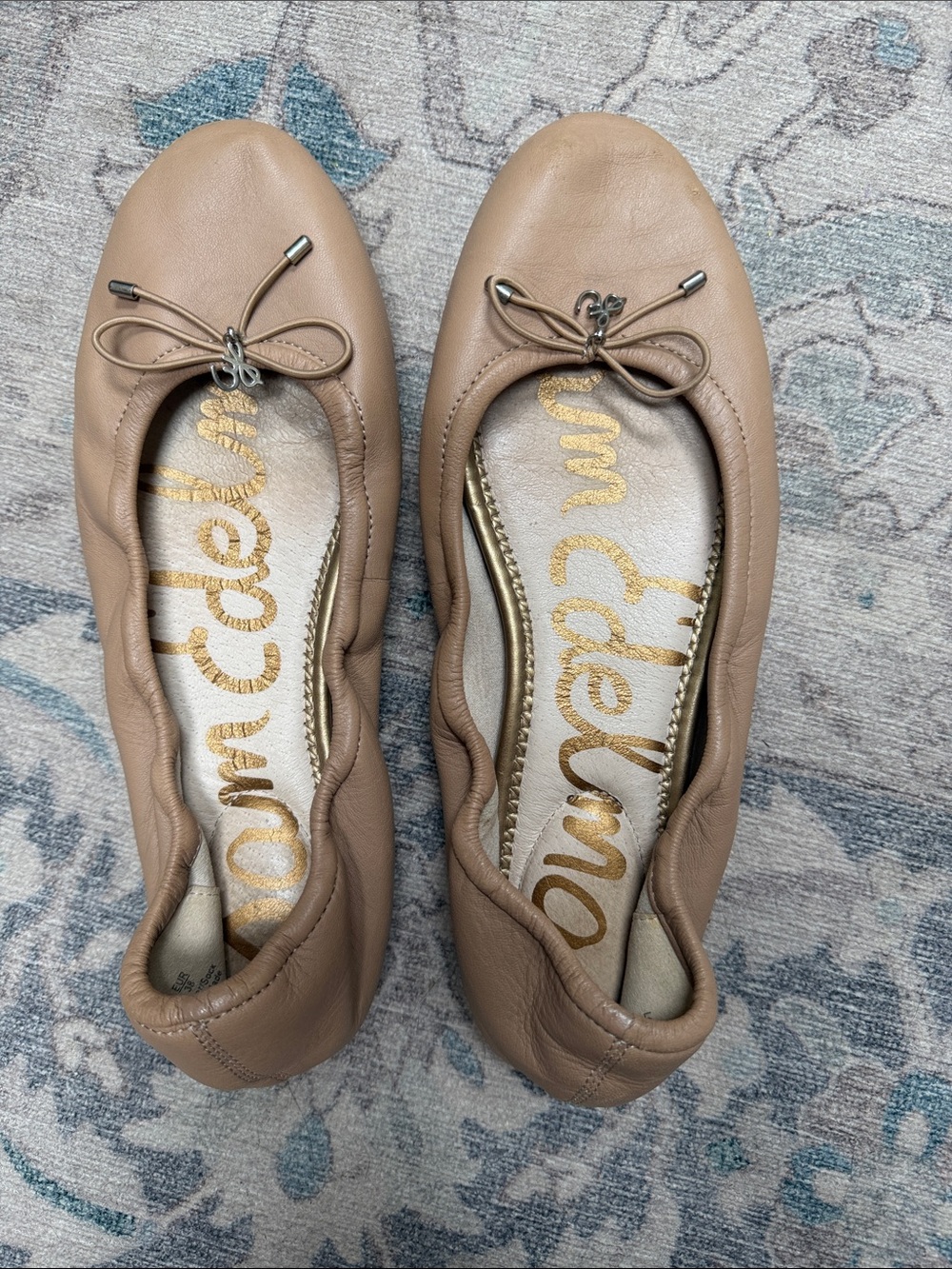 Sam Edelman Women's Nude/Tan Leather Bow Ballet Flats